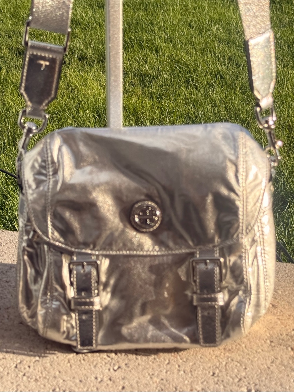 Tory Burch Small Virginia Metallic Small Messenger Crossbody-GUC - Picture 3 of 13